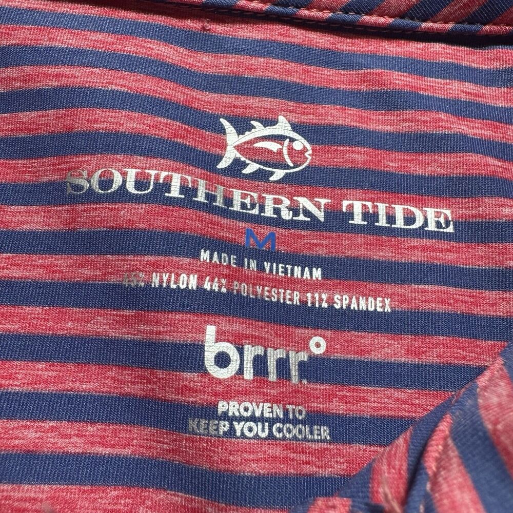 Southern Tide Brrr Men’s M Performance Pink Blue Golf Short Sleeve Polo Shirt - Picture 3 of 9